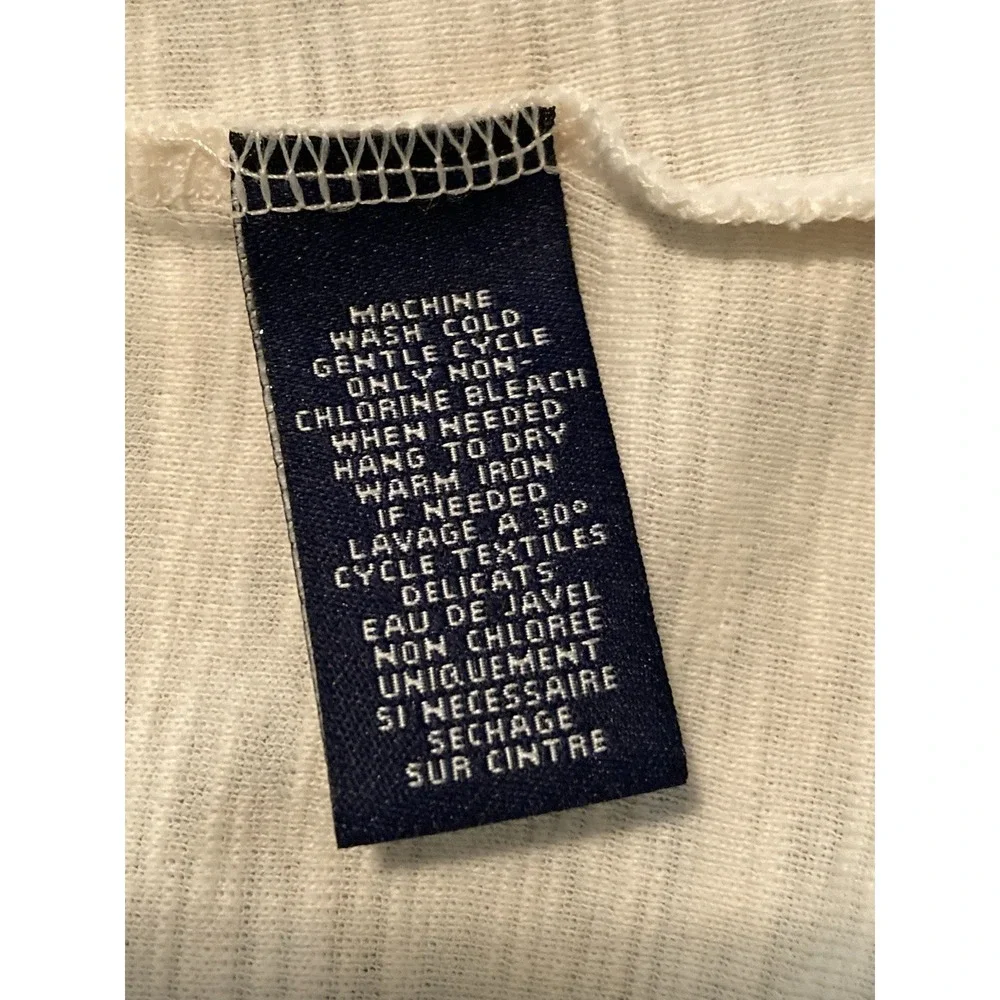 Chaps Womens Henley Shirt‎ L Ivory Lace Trim Long Sleeve Boho Soft Girl Cottage
